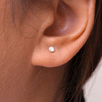 Load image into Gallery viewer, 10K Solid 3MM Gold Studs for Women, Gold CZ Studs, Tiny Studs Earrings, CZ Earrings, Cartilage Studs, 10K Tiny Gold Stud, 10K Yellow Gold Studs
