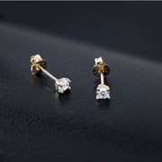 10K Solid 4MM Gold Studs for Women,  Gold CZ Studs, Tiny Studs Earrings, CZ Earrings, 10K Tiny Gold Stud, 10K Yellow Gold Studs
