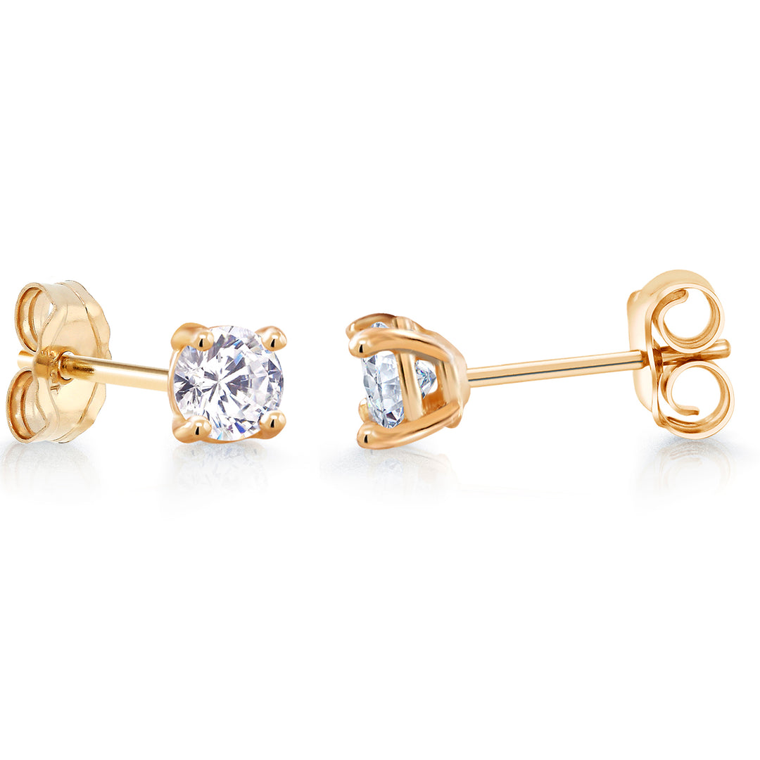 10K Solid Yellow Gold 6MM, 5MM ,4MM, 3MM & 2MM Studs, Gold CZ Earrings, Cartilage Studs, 10K Tiny Gold Stud