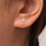 Load image into Gallery viewer, 10K Solid Gold 2MM Cartilage Studs, Gold Tragus Stud, Gold CZ Stud, Tiny Stud Earrings, CZ Earrings, Cartilage Stud, 10K Tiny Stud, 10K Gold Stud
