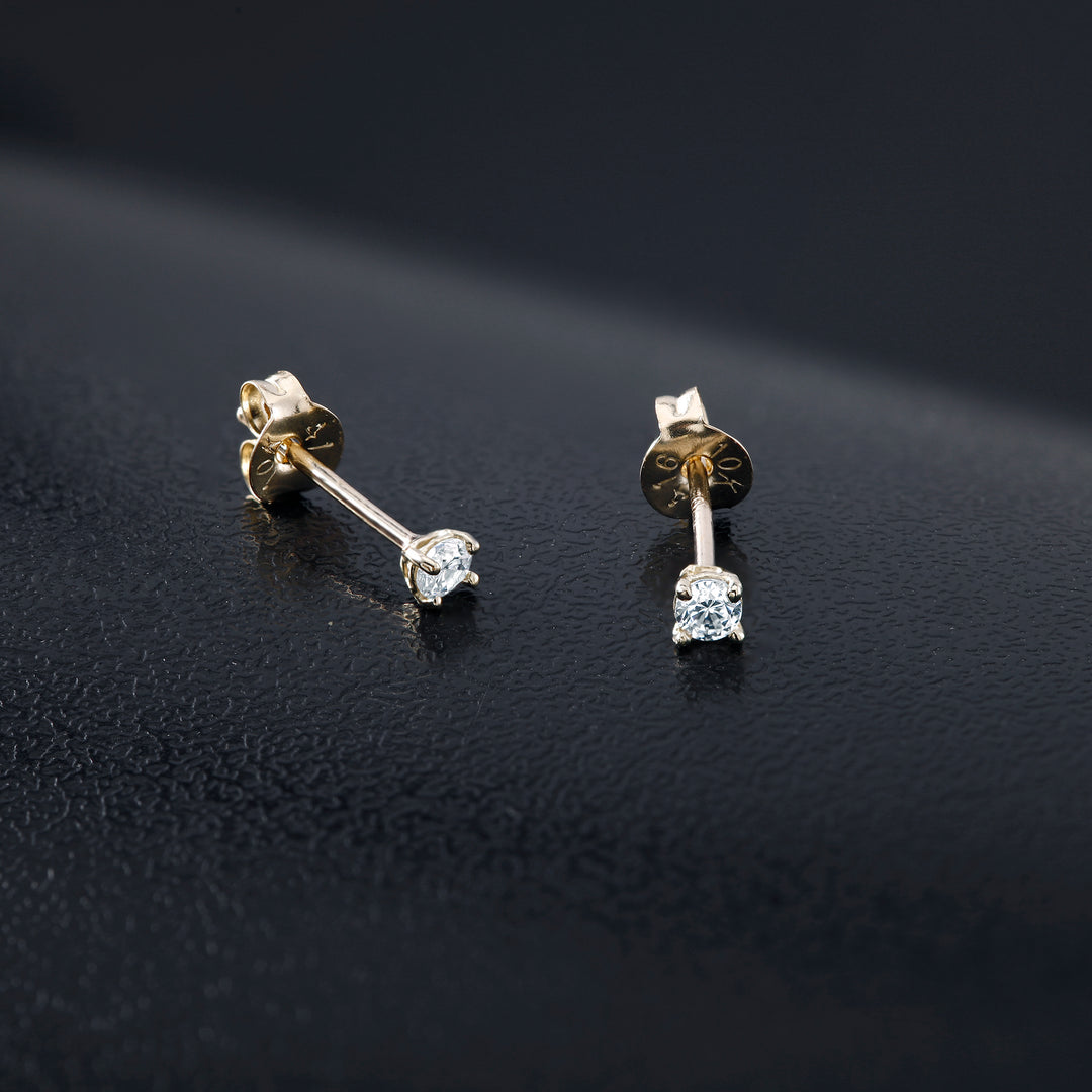 10K Solid Yellow Gold 6MM, 5MM ,4MM, 3MM & 2MM Studs, Gold CZ Earrings, Cartilage Studs, 10K Tiny Gold Stud