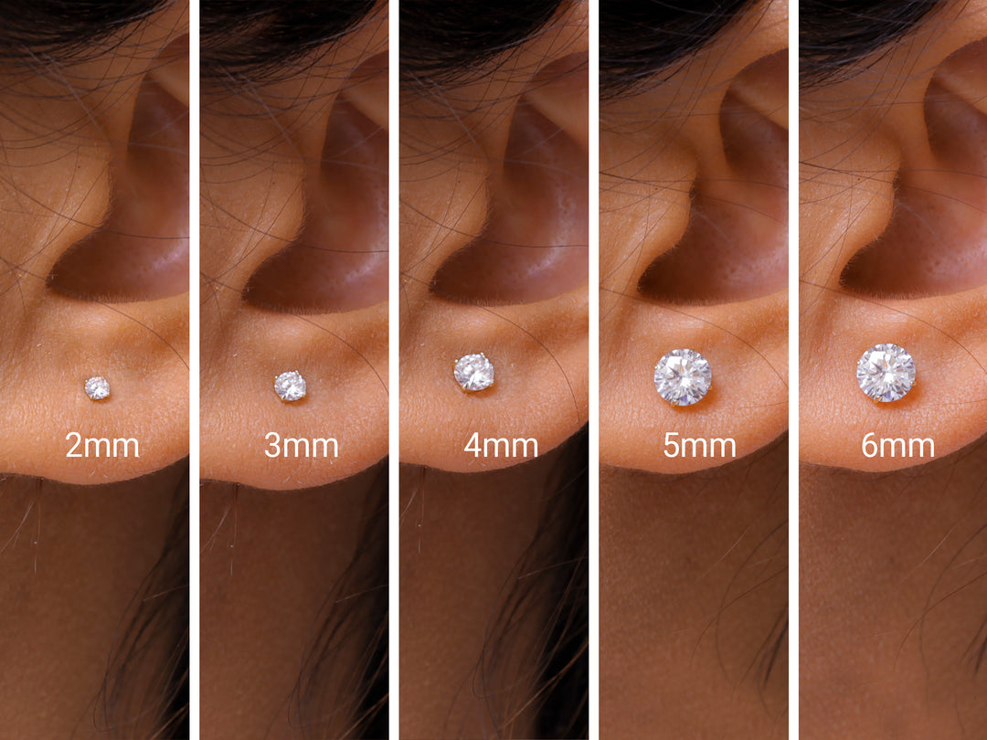 10K Solid Yellow Gold 6MM, 5MM ,4MM, 3MM & 2MM Studs, Gold CZ Earrings, Cartilage Studs, 10K Tiny Gold Stud