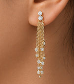Load image into Gallery viewer, 925 Sterling Silver 18k Gold Plated Tassel Earrings, Multi-Strand Cable Chain Tassel Earrings, Yellow Gold Plated Tassel Earrings, Push Back Tassel Earrings