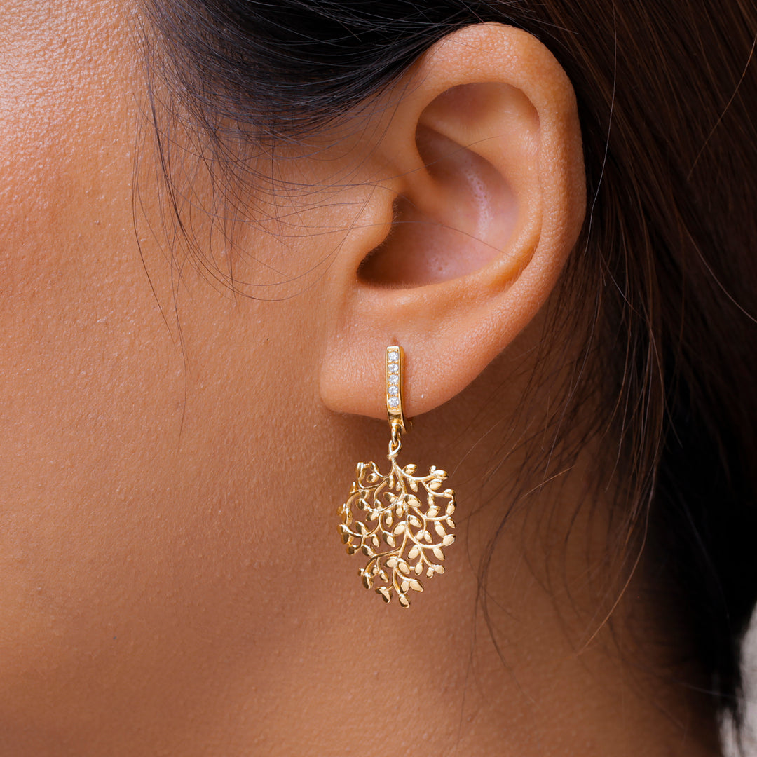 925 Sterling Silver Olive Leaf Earrings, Olive Leaf Dangle Earrings, Olive Leaf Gold Plated Silver Earrings,  Olive Leaf Dailywear Earrings