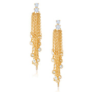 925 Sterling Silver 18k Gold Plated Tassel Earrings, Multi-Strand Cable Chain Tassel Earrings, Yellow Gold Plated Tassel Earrings, Push Back Tassel Earrings