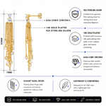 Load image into Gallery viewer, 925 Sterling Silver 18k Gold Plated Tassel Earrings, Multi-Strand Cable Chain Tassel Earrings, Yellow Gold Plated Tassel Earrings, Push Back Tassel Earrings