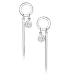 Load image into Gallery viewer, 925 Sterling Silver CZ Dangle Earring, Circle Dangle Earring, Dangle Earring, Cirle CZ Dangle Earring, Dangle Earring, Bezel Setting Earring, Geometric Dangle Earring
