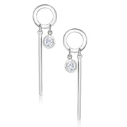 925 Sterling Silver CZ Dangle Earring, Circle Dangle Earring, Dangle Earring, Cirle CZ Dangle Earring, Dangle Earring, Bezel Setting Earring, Geometric Dangle Earring