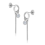 Load image into Gallery viewer, 925 Sterling Silver CZ Dangle Earring, Circle Dangle Earring, Dangle Earring, Cirle CZ Dangle Earring, Dangle Earring, Bezel Setting Earring, Geometric Dangle Earring
