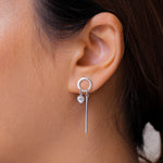 Load image into Gallery viewer, 925 Sterling Silver CZ Dangle Earring, Circle Dangle Earring, Dangle Earring, Cirle CZ Dangle Earring, Dangle Earring, Bezel Setting Earring, Geometric Dangle Earring
