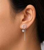 Load image into Gallery viewer, 925 Sterling Silver CZ Dangle Earring, Circle Dangle Earring, Dangle Earring, Cirle CZ Dangle Earring, Dangle Earring, Bezel Setting Earring, Geometric Dangle Earring
