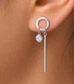 Load image into Gallery viewer, 925 Sterling Silver CZ Dangle Earring, Circle Dangle Earring, Dangle Earring, Cirle CZ Dangle Earring, Dangle Earring, Bezel Setting Earring, Geometric Dangle Earring