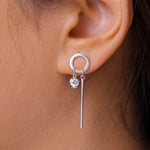 Load image into Gallery viewer, 925 Sterling Silver CZ Dangle Earring, Circle Dangle Earring, Dangle Earring, Cirle CZ Dangle Earring, Dangle Earring, Bezel Setting Earring, Geometric Dangle Earring
