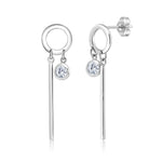 Load image into Gallery viewer, 925 Sterling Silver CZ Dangle Earring, Circle Dangle Earring, Dangle Earring, Cirle CZ Dangle Earring, Dangle Earring, Bezel Setting Earring, Geometric Dangle Earring
