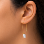 Load image into Gallery viewer, 925 Sterling Silver 18k Gold Plated White Pearl Earring, Pearl Dangles, White Pearl Drops, Long Pearl Earrings, Sterling Silver, Gold Plated Silver Pearl Earrings
