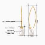 Load image into Gallery viewer, 925 Sterling Silver 18k Gold Plated White Pearl Earring, Pearl Dangles, White Pearl Drops, Long Pearl Earrings, Sterling Silver, Gold Plated Silver Pearl Earrings

