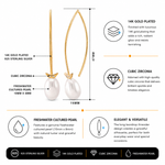 Load image into Gallery viewer, 925 Sterling Silver 18k Gold Plated White Pearl Earring, Pearl Dangles, White Pearl Drops, Long Pearl Earrings, Sterling Silver, Gold Plated Silver Pearl Earrings