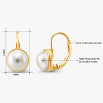 Load image into Gallery viewer, 925 Sterling Silver With Yellow Gold Plated Pearl Bezel Earrings, Pearl Bezel Earrings, Lever Back Earrings, Hypoallergenic Earrings
