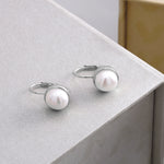Load image into Gallery viewer, 925 Sterling Silver With Yellow Gold Plated Pearl Bezel Earrings, Pearl Bezel Earrings, Lever Back Earrings, Hypoallergenic Earrings
