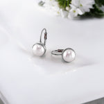Load image into Gallery viewer, 925 Sterling Silver With Yellow Gold Plated Pearl Bezel Earrings, Pearl Bezel Earrings, Lever Back Earrings, Hypoallergenic Earrings
