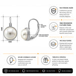 Load image into Gallery viewer, 14k Gold Plated 925 Sterling Silver Dainty Drop Earrings with 7mm White Pearls, Freshwater Cultured Pearl Leverback Earrings for Women, Classic Hypoallergenic Jewelry Gift for Mom