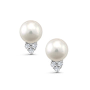 925 Sterling Silver Pearl Studs Earrings, Pearl And Cz Studs Earrings, Silver Studs, Pearl Studs Earrings, Cz Stud Earrings, Wedding Studs