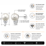 Load image into Gallery viewer, 925 Sterling Silver Pearl Studs Earrings, Pearl And Cz Studs Earrings, Silver Studs, Pearl Studs Earrings, Cz Stud Earrings, Wedding Studs