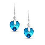 Load image into Gallery viewer, 925 Sterling Sliver Blue Crystal Heart Earrings, Bermuda Blue Crystal Earrings, Daily wear Earrings
