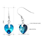 Load image into Gallery viewer, 925 Sterling Sliver Blue Crystal Heart Earrings, Bermuda Blue Crystal Earrings, Daily wear Earrings
