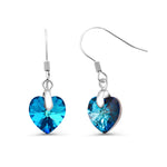Load image into Gallery viewer, 925 Sterling Sliver Blue Crystal Heart Earrings, Bermuda Blue Crystal Earrings, Daily wear Earrings
