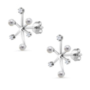 925 Sterling Silver Pearl And CZ Earrings, Silver Pearl Studs, Pearl Jewelry, June Birthstone Jewelry, Hypoallergenic Stud Earrings