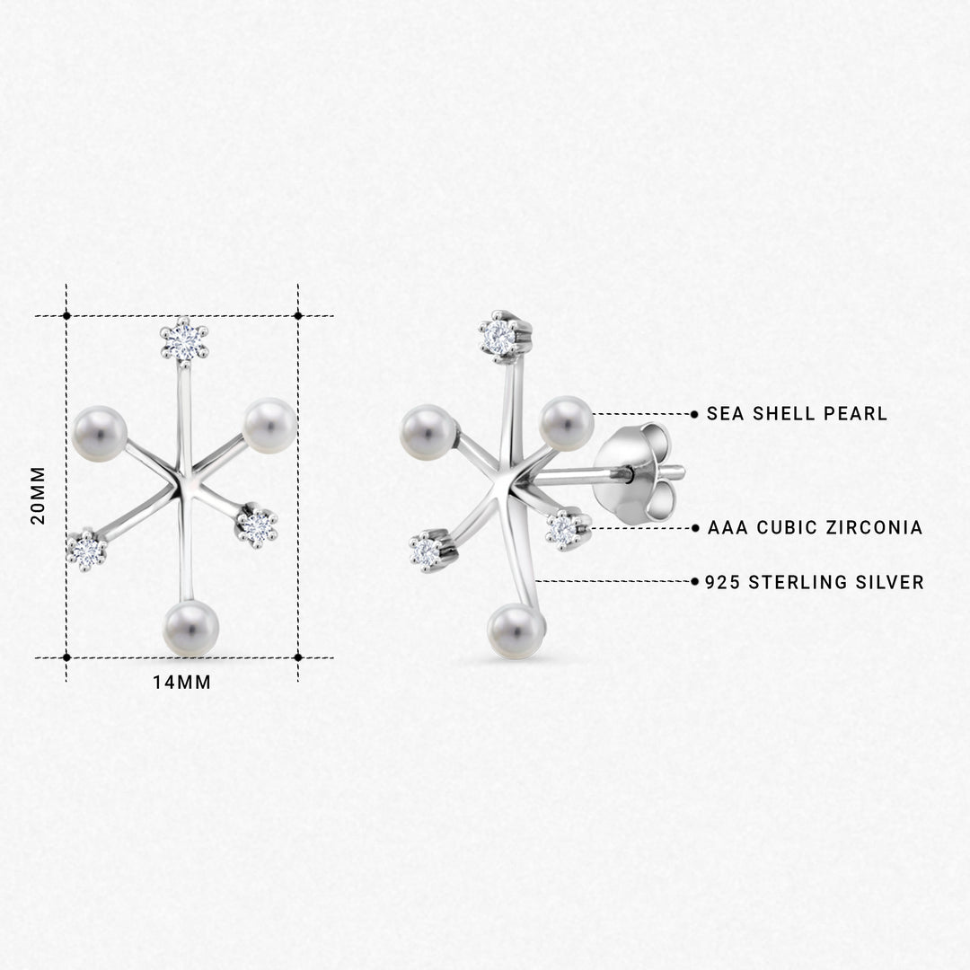 925 Sterling Silver Pearl And CZ Earrings, Silver Pearl Studs, Pearl Jewelry, June Birthstone Jewelry, Hypoallergenic Stud Earrings