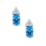925 Sterling silver  Blue CZ Earrings, Silver Blue Stone CZ Studs, Simulated Sapphire Studs, September Birthstone Studs, Daily Wear Studs
