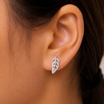 Load image into Gallery viewer, 925 Sterling Silver Leaf Stud Earrings for Women, Dainty Small Earrings with AAA Cubic Zirconia, Nature Inspired Minimalist Jewelry Gift