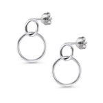 Load image into Gallery viewer, 925 Sterling Silver Double Circle Earrings, Double circle Earrings, Karma Earrings,  Eternity circles Earrings, Daily Wear Earrings
