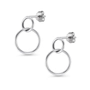 925 Sterling Silver Double Circle Earrings, Double circle Earrings, Karma Earrings,  Eternity circles Earrings, Daily Wear Earrings
