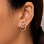 Load image into Gallery viewer, 925 Sterling Silver Double Circle Earrings, Double circle Earrings, Karma Earrings,  Eternity circles Earrings, Daily Wear Earrings