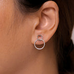 Load image into Gallery viewer, 925 Sterling Silver Double Circle Earrings, Double circle Earrings, Karma Earrings,  Eternity circles Earrings, Daily Wear Earrings
