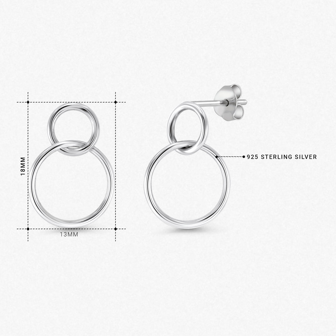 925 Sterling Silver Double Circle Earrings, Double circle Earrings, Karma Earrings,  Eternity circles Earrings, Daily Wear Earrings