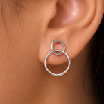 Load image into Gallery viewer, 925 Sterling Silver Double Circle Earrings, Double circle Earrings, Karma Earrings,  Eternity circles Earrings, Daily Wear Earrings