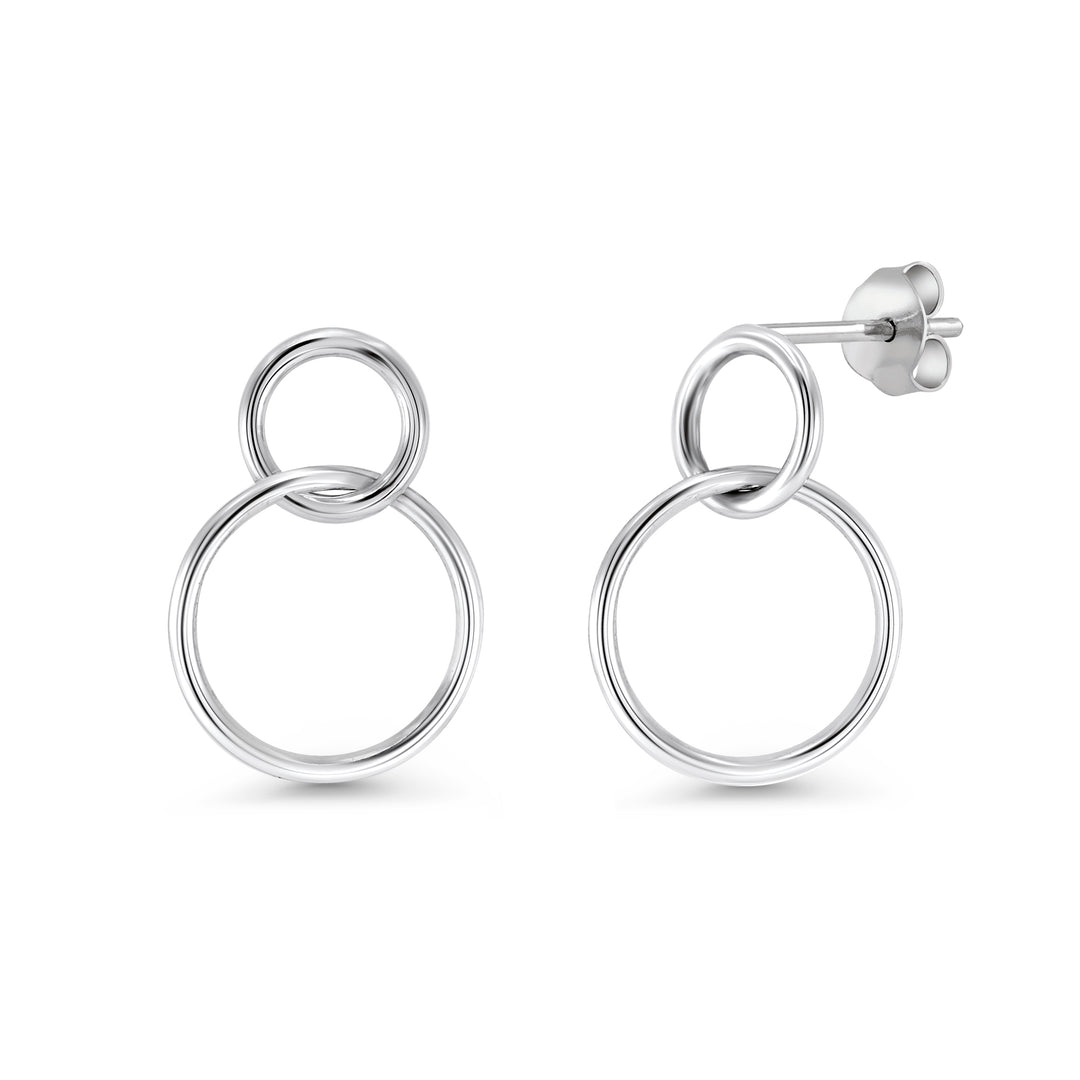 925 Sterling Silver Double Circle Earrings, Double circle Earrings, Karma Earrings,  Eternity circles Earrings, Daily Wear Earrings