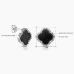 Load image into Gallery viewer, 925 Sterling Silver Black Onyx Stud Earrings, Onyx silver Studs, Black Gemstone Studs, Clover Leaf Stud Earrings, Modern Studs, Classic Leaf Studs, Four Leaf Studs
