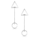 Load image into Gallery viewer, 925 Sterling Silver Geometric Drop Earrings, Circle and Triangle Drop Earrings, Geometric Shape Earrings, Silver Dangle Earrings, Hypoallergenic Earring
