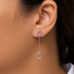 Load image into Gallery viewer, 925 Sterling Silver Geometric Drop Earrings, Circle and Triangle Drop Earrings, Geometric Shape Earrings, Silver Dangle Earrings, Hypoallergenic Earring