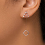 Load image into Gallery viewer, 925 Sterling Silver Geometric Drop Earrings, Circle and Triangle Drop Earrings, Geometric Shape Earrings, Silver Dangle Earrings, Hypoallergenic Earring