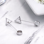 Load image into Gallery viewer, 925 Sterling Silver Geometric Drop Earrings, Circle and Triangle Drop Earrings, Geometric Shape Earrings, Silver Dangle Earrings, Hypoallergenic Earring
