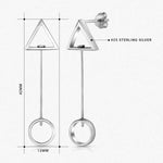 Load image into Gallery viewer, 925 Sterling Silver Geometric Drop Earrings, Circle and Triangle Drop Earrings, Geometric Shape Earrings, Silver Dangle Earrings, Hypoallergenic Earring
