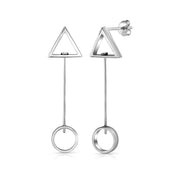 925 Sterling Silver Geometric Drop Earrings, Circle and Triangle Drop Earrings, Geometric Shape Earrings, Silver Dangle Earrings, Hypoallergenic Earring