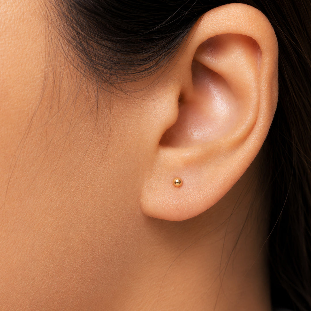 14K Solid White Gold Classy Ball Cartilage Stud, Gold Tragus Stud, Tiny Stud Earrings, Ball Earrings, Cartilage Stud, 14K Tiny Stud, 14K Gold Stud