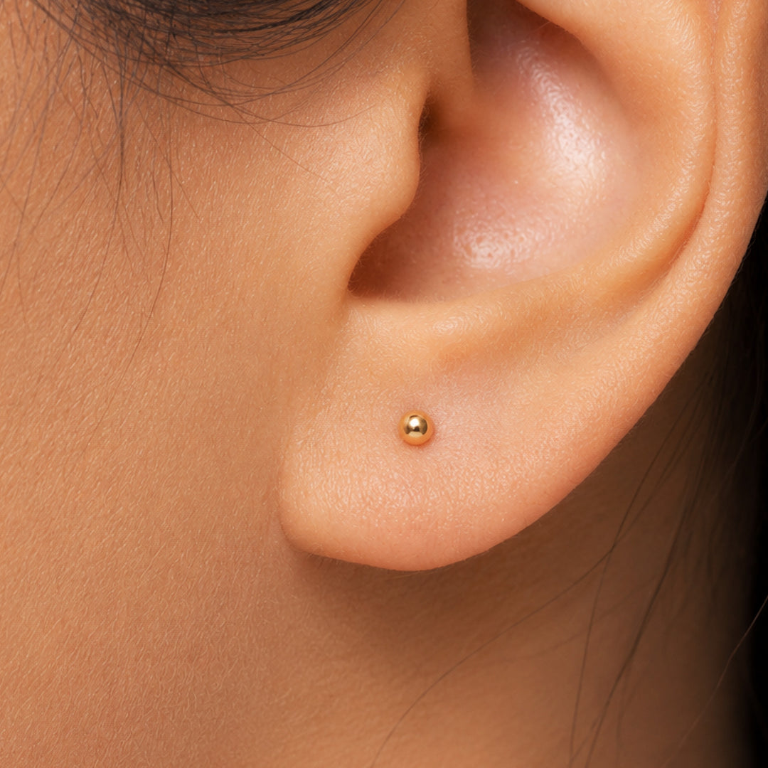 14K Solid White Gold Classy Ball Cartilage Stud, Gold Tragus Stud, Tiny Stud Earrings, Ball Earrings, Cartilage Stud, 14K Tiny Stud, 14K Gold Stud